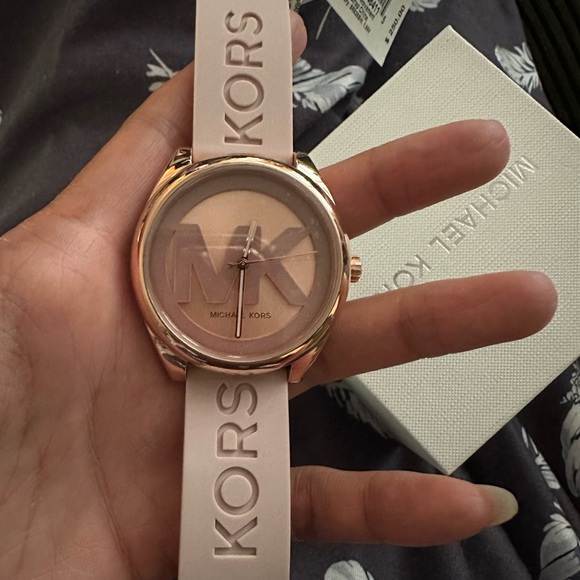 Michael Kors 42mm Stainless Steel Case blue Silicone Janelle Three-Hand Watch - Picture 2 of 16